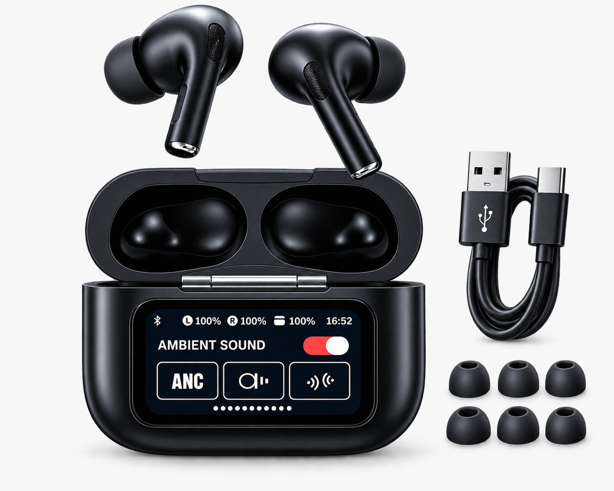 🎧 Smart Touch Screen ANC Wireless Earbuds