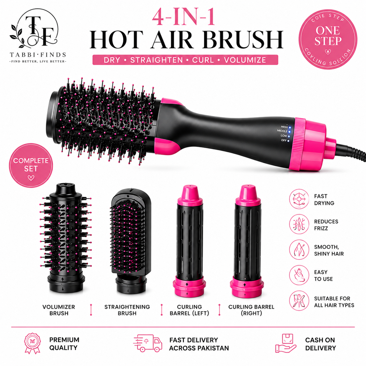5-in-1 Hot Air Hair Dryer Brush