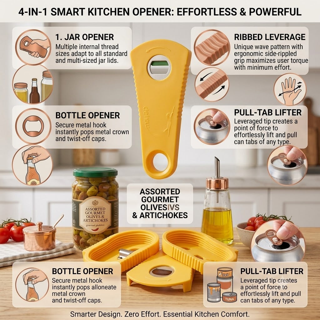 🍾 4-in-1 Multi-Function Jar & Can Opener Tool