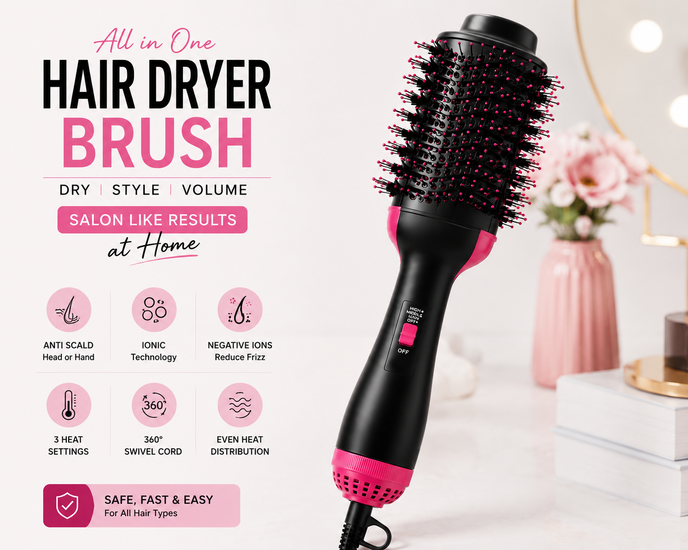 5-in-1 Hot Air Hair Dryer Brush