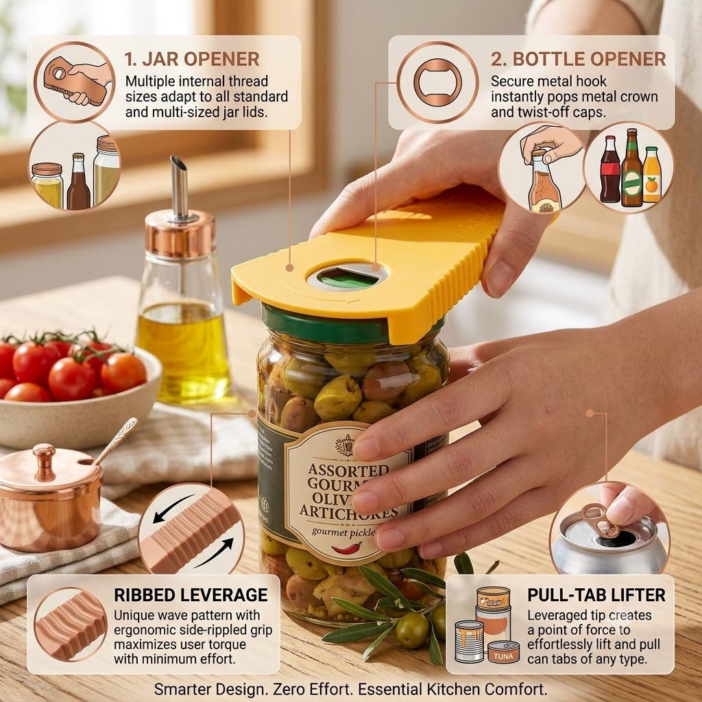 🍾 4-in-1 Multi-Function Jar & Can Opener Tool