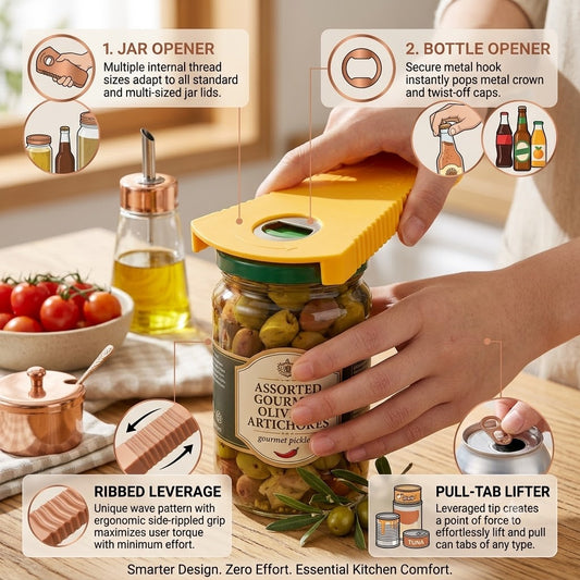 🍾 4-in-1 Multi-Function Jar & Can Opener Tool
