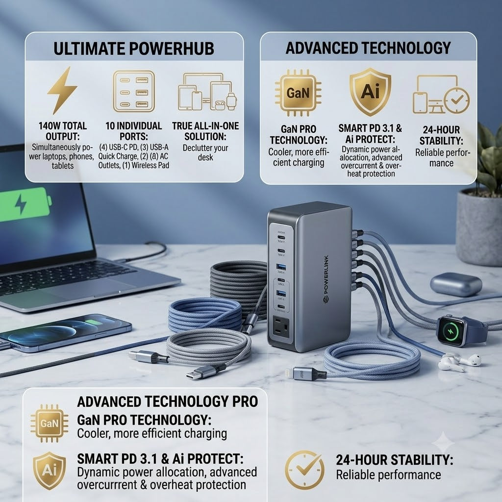 ⚡ Powerlink 4-in-1 Fast Charging Cable (65W Power Delivery)