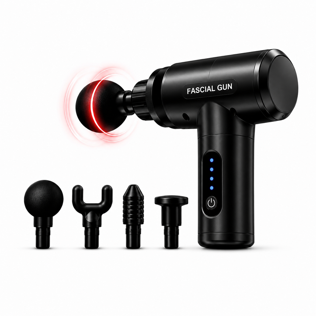 Rechargeable Massage Gun | 3000mAh Battery | 4 Speed Levels | 4 Massage Heads | Cordless Deep Tissue Massager