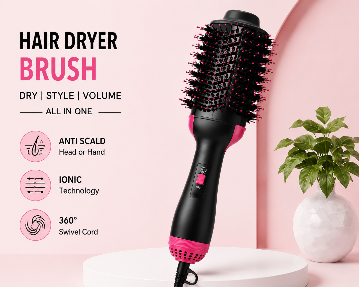 5-in-1 Hot Air Hair Dryer Brush
