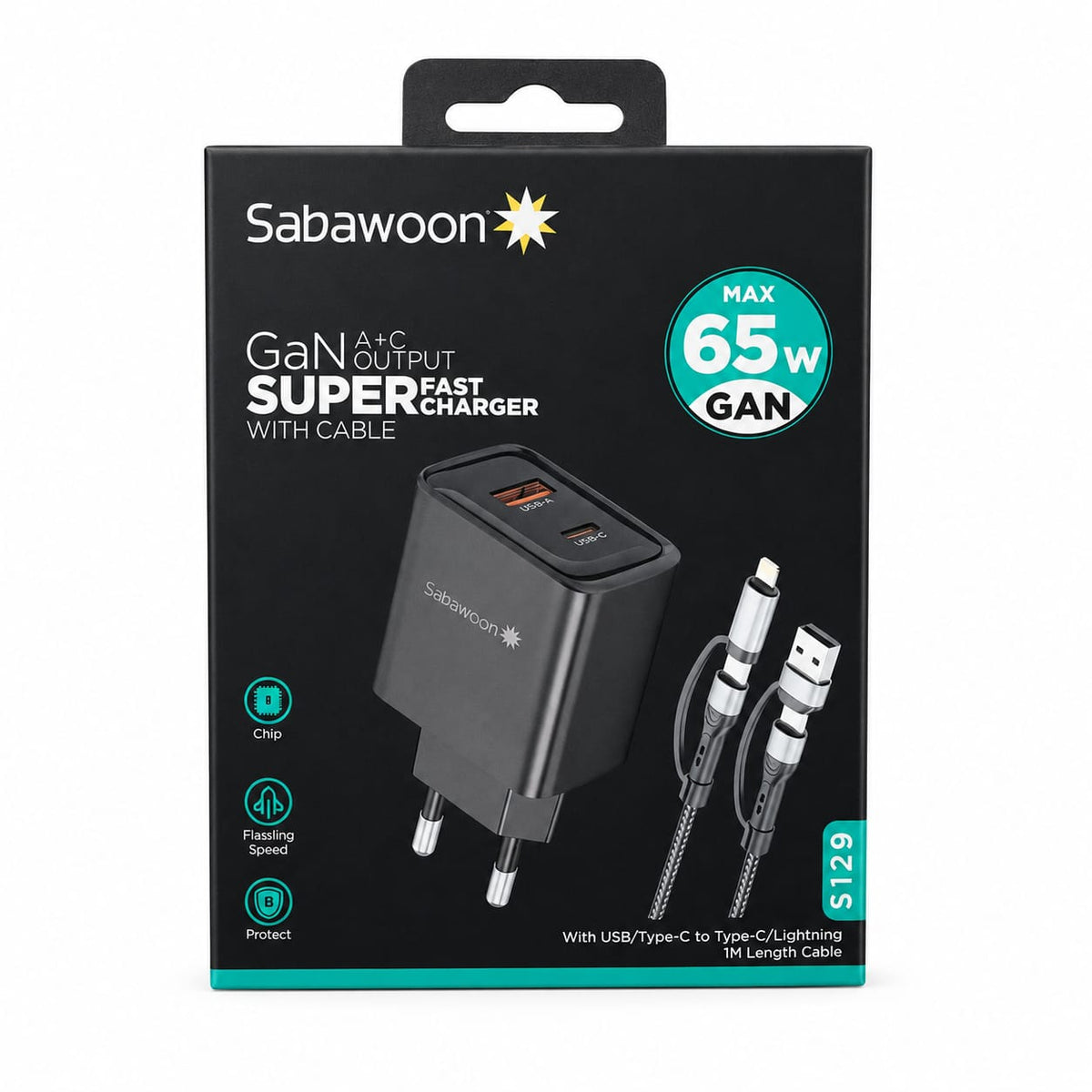 ⚡ Sabawoon 65W GaN Super Fast Charger Set (with Cable)
