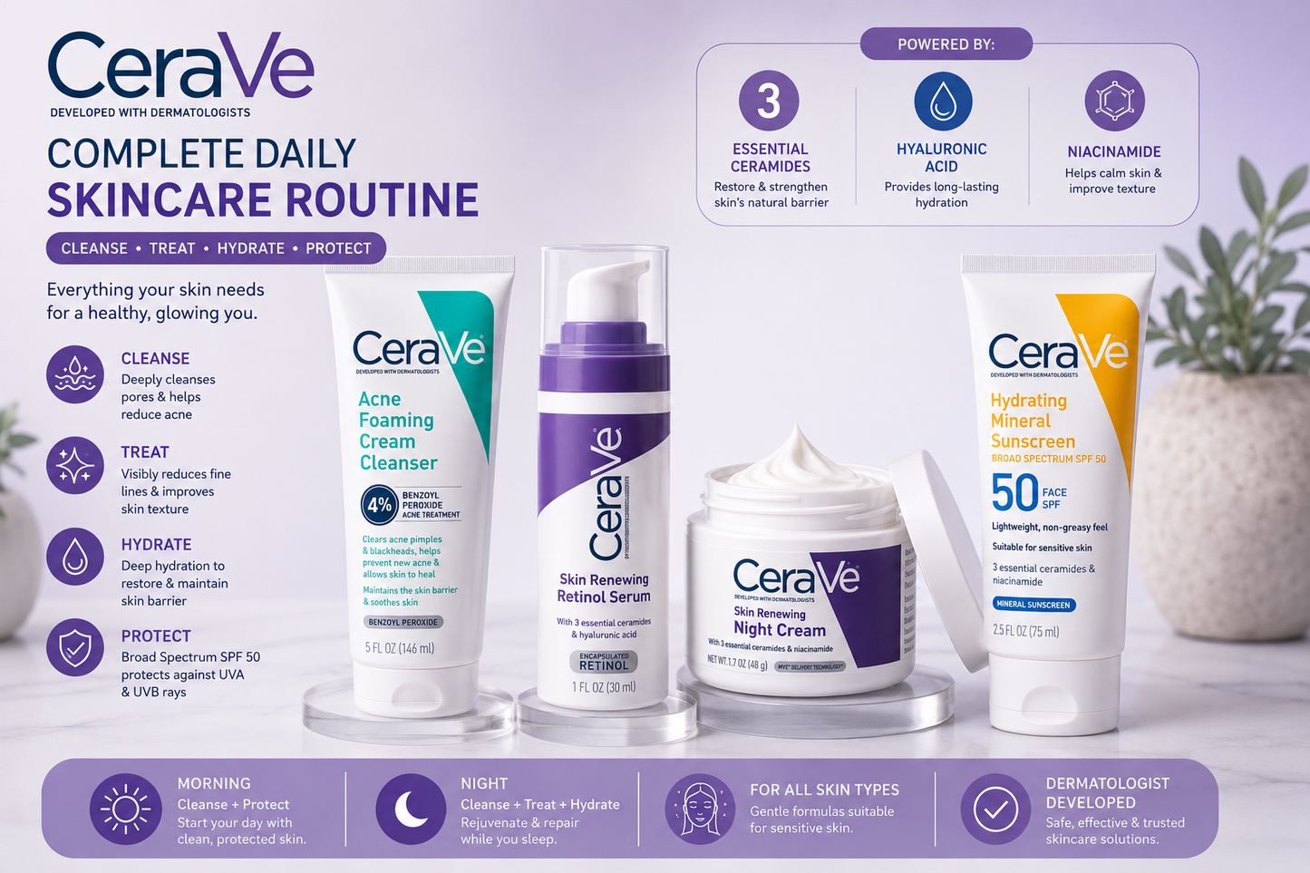 CeraVe 4-in-1 Complete Skincare Bundle
