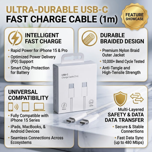 ⚡ USB-C to USB-C Fast Charging Cable (1m)