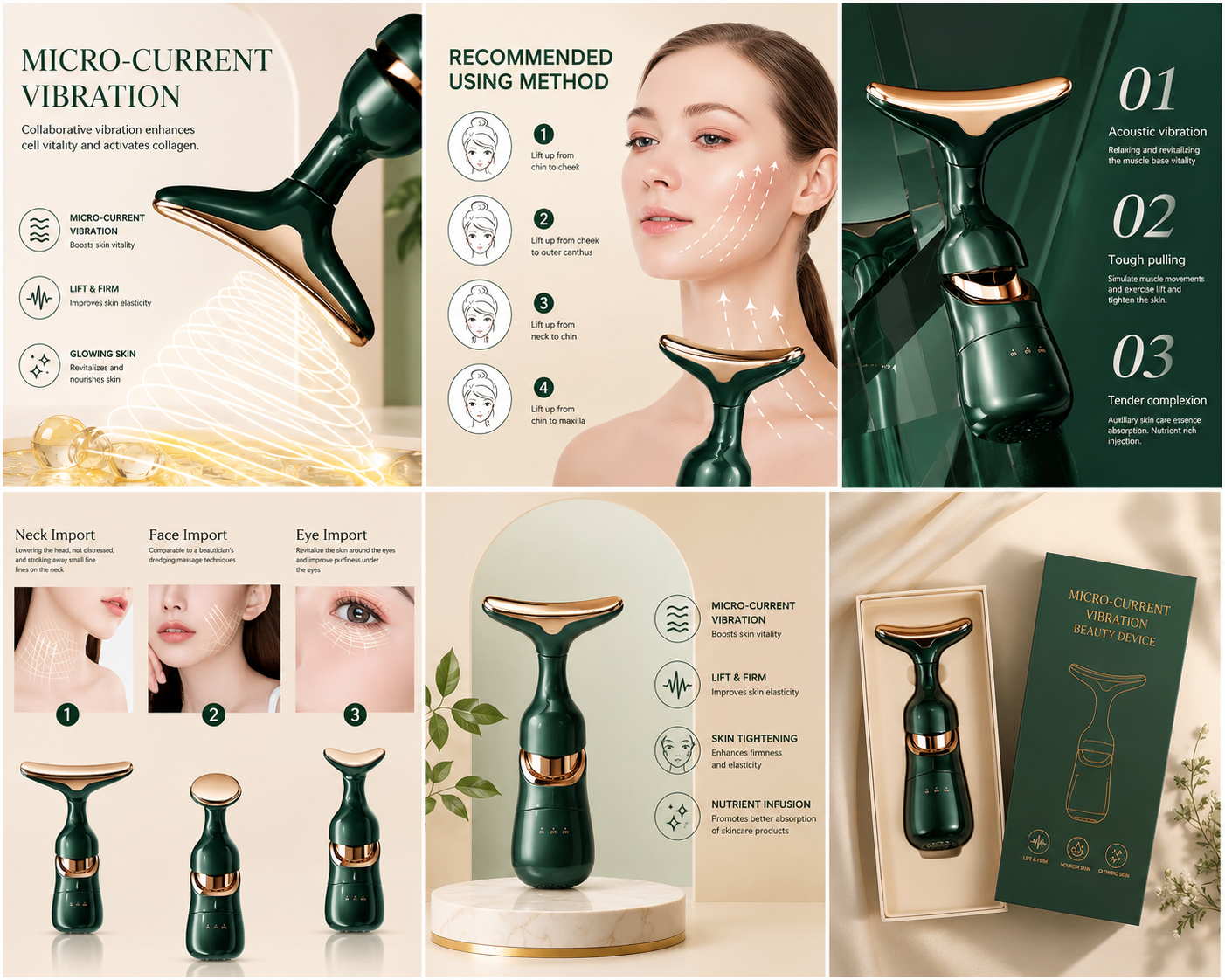 Micro-Current Vibration Beauty Device – Face & Neck Massager
